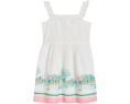 Платье Border Print Dress с рюшами и квадратным вырезом