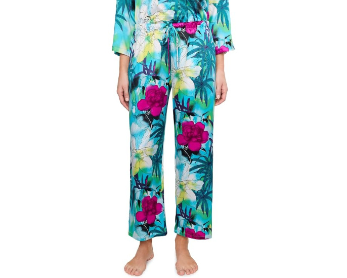 Пижама Natori Viva из сатина с принтом и мандариновым воротником