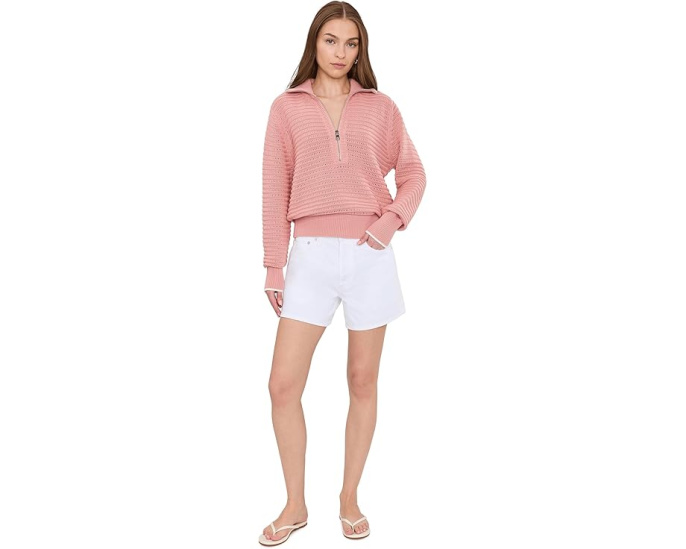 Varley вязаный свитер Morwenna 1/2 Zip Knit c половинной молнией розовый