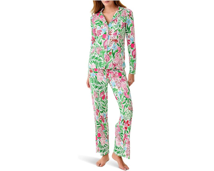 Пижамная блуза Lilly PJ Knit с длинными рукавами и пуговицами