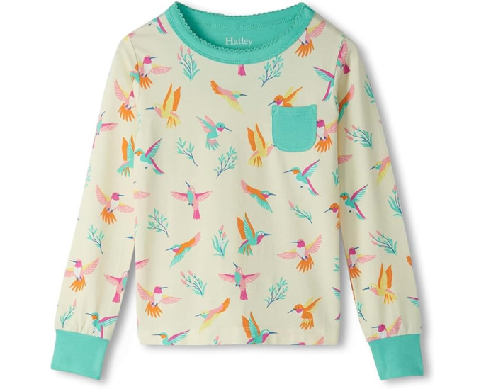 Пижамный комплект Hatley Kids Springtime Hummingbirds Bamboo с длинным рукавом