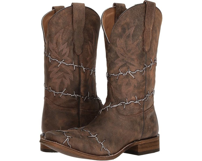 Ковбойские сапоги Corral Boots A3532 с квадратным носком и дизайном из колючей проволоки
