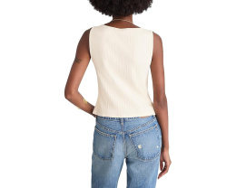 Топ Madewell Ribbed Crewneck Shell Top с рельефной вязкой и застежкой на пуговицы