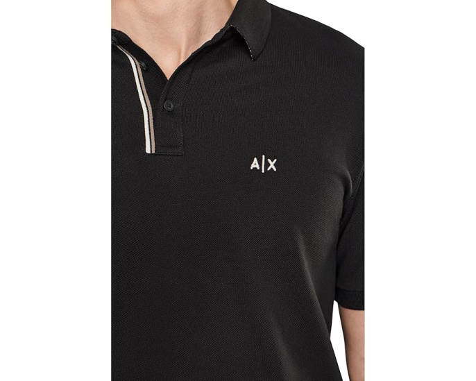 Поло из хлопкового пике Armani Exchange с воротником и застежкой