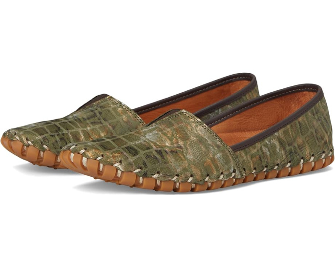 Слипоны Spring Step Kathaleta-spice из кожи с крокодиловым тиснением