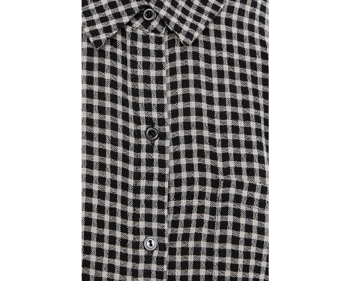 Wool Cotton Check Classic Collar Shirt