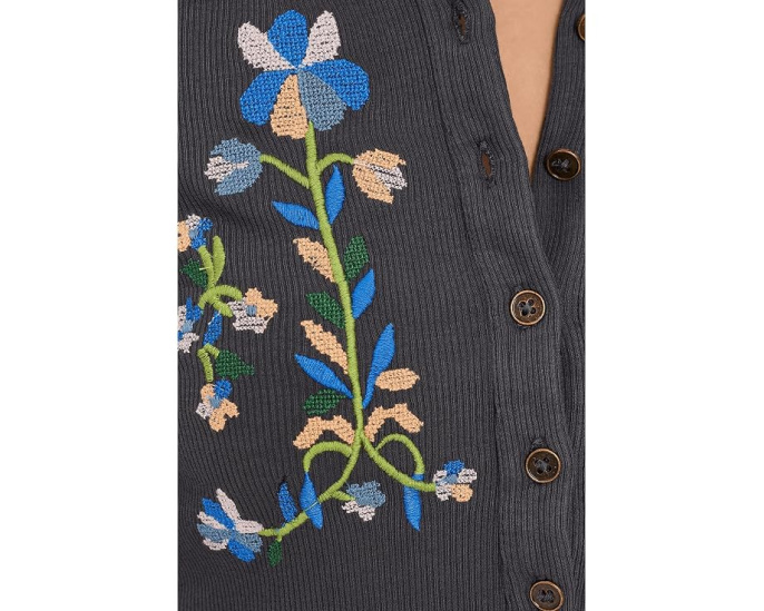 Блуза Fleur Embroidered Cuff Henley от Free People с вышивкой