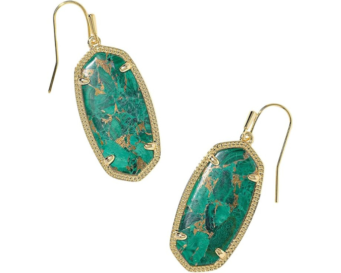 Серьги-подвески Kendra Scott Elle с малахитом и позолотой для повседневной носки