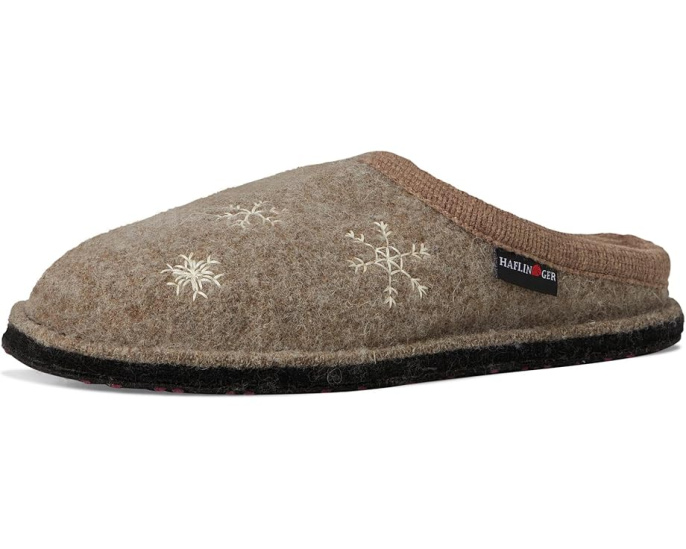 Тапочки Haflinger Snowman с вышивкой снежинок