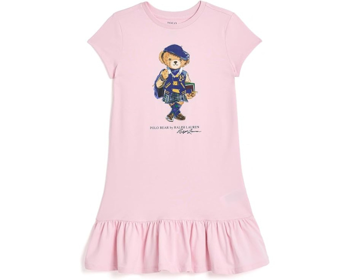 Детское хлопковое джерси платье Polo Bear от Polo Ralph Lauren