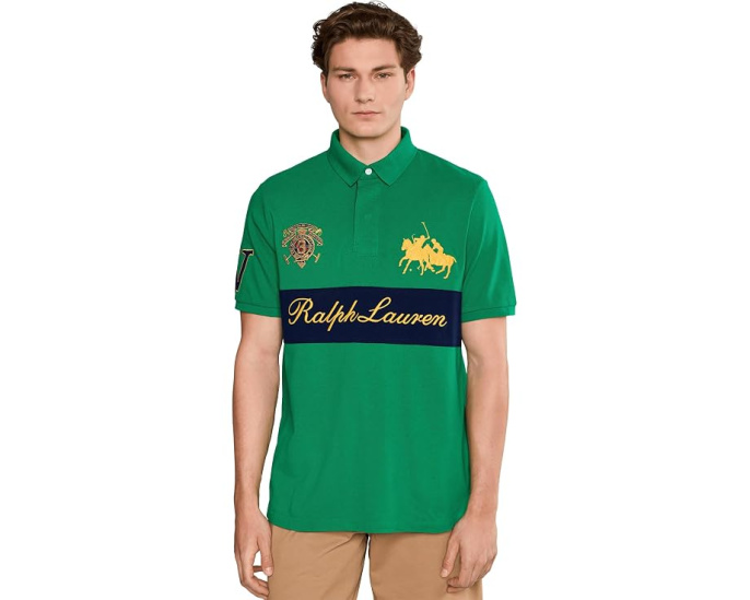 Классическое поло Polo Ralph Lauren с сеткой и вышитым гербом