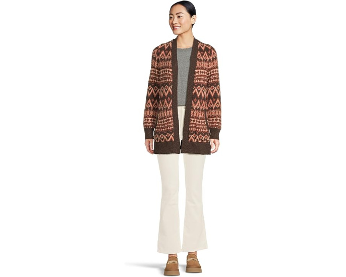 Кардиган L.L.Bean Cotton Ragg Sweaters Open Cardigan Fair Isle с рисунком и приталенным кроем
