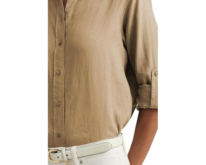 Льняная рубашка Lauren Ralph Lauren цвета Birch Tan