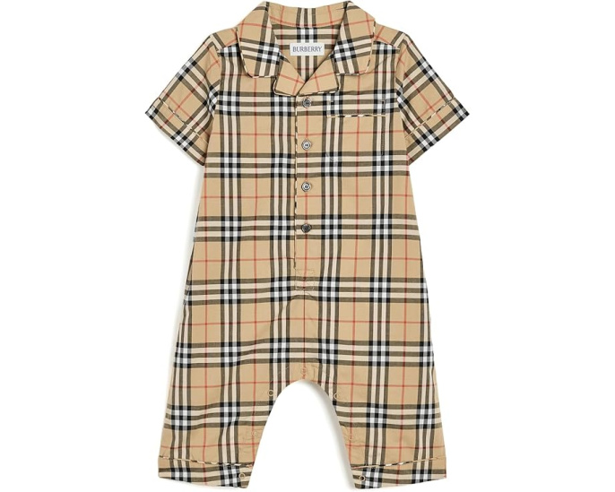 Детский боди Burberry Kids Andreas Newborn с принтом в клетку