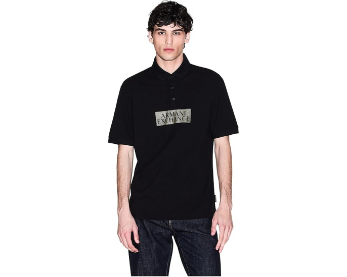 Хлопковое поло Armani Exchange с золотыми деталями