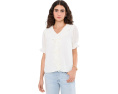 Топ CeCe Ruffled Pintuck Elbow Sleeve с рюшами и V-вырезом