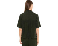 Рубашка Eileen Fisher Woven Plisse с отложным воротником Зеленая