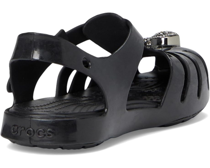 Детские сандалии Crocs Isabella Sandal с блестками черно серебристые