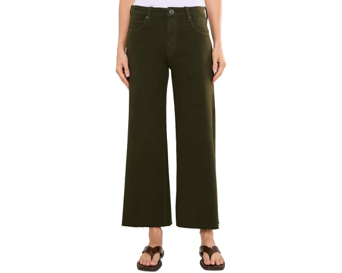 Meg High-Rise Fab Ab Wide Leg Raw Hem in Tuscan Olive