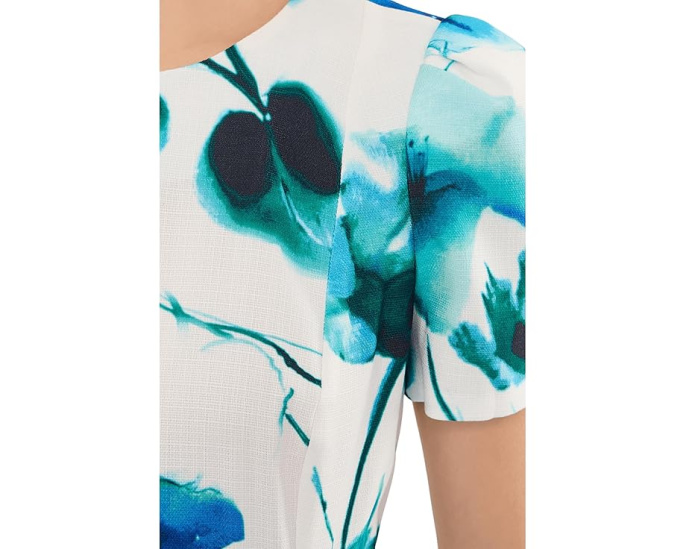 Платье Calvin Klein A-line с цветочным принтом и коротким рукавом