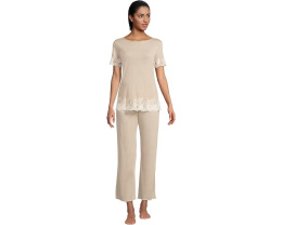 Пижамный комплект Natori Luxe Shangri-La с коротким рукавом и кружевом