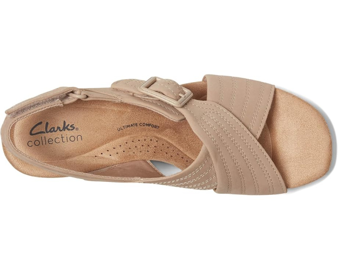 Сандалии Clarks Nerisa West на пробковом каблуке 75 мм с ручной строчкой