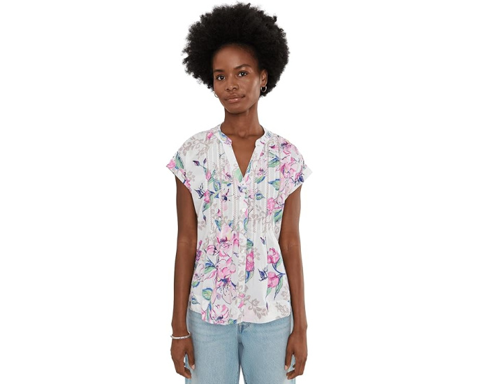 Топ Tommy Bahama с цветочной вышивкой и коротким рукавом