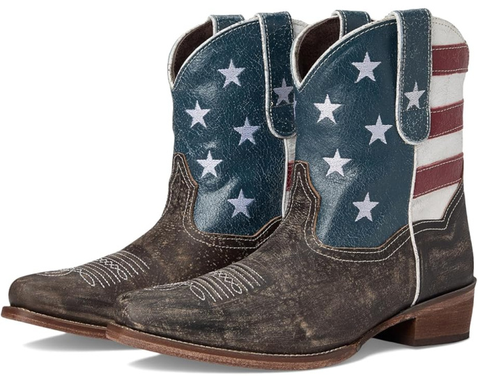 Ботинки Roper American Flag Shorty из состаренной кожи с дизайном флага