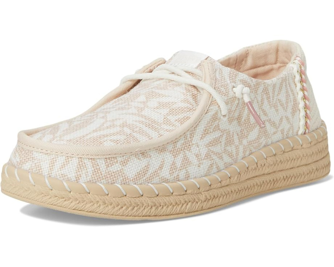 Эспадрильи Hey Dude Wendy Espadrille Retro Palm с пробковой стелькой и тканевым каблуком