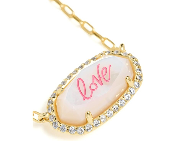 Кулон Kendra Scott Elisa Pave Frame на короткой цепочке с ракушкой