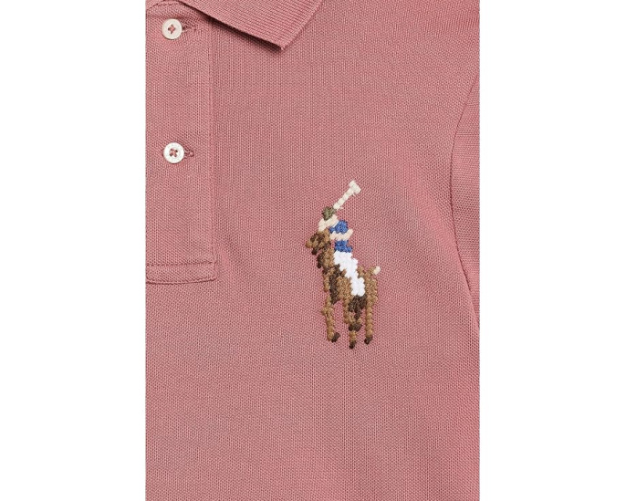 Boxy Big Pony Stretch Mesh Polo Shirt (Big Kid)