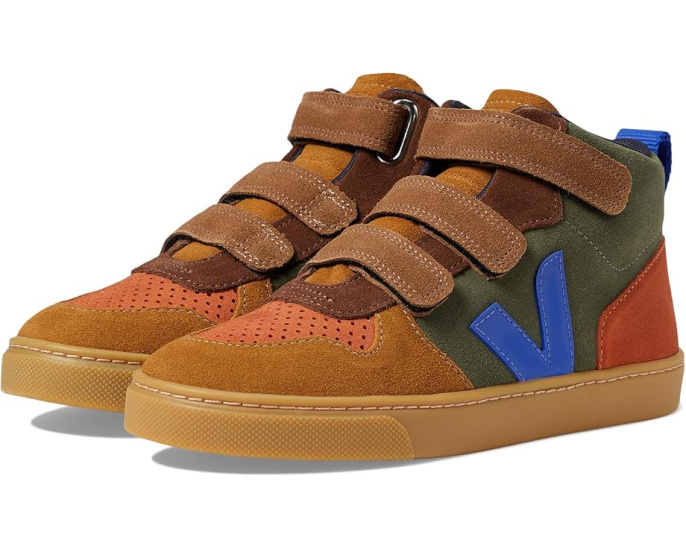 Детские кроссовки VEJA Small V-10 Mid на липучке из кожи