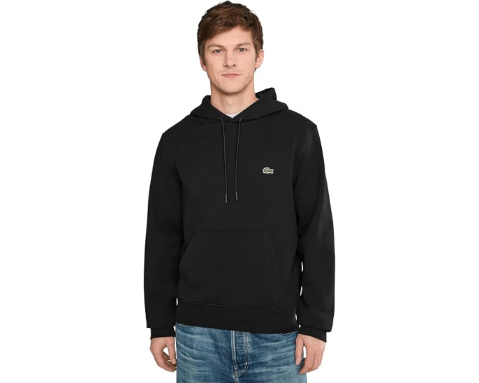Худи Lacoste из флиса с капюшоном и карманом кенгуру из органического хлопка