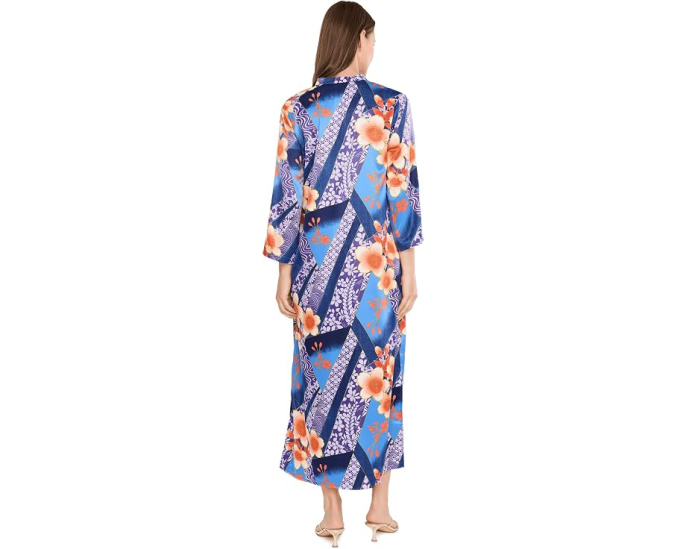 Кафтан Natori Magnolia Printed Satin Mandarin Caftan из сатина с принтом