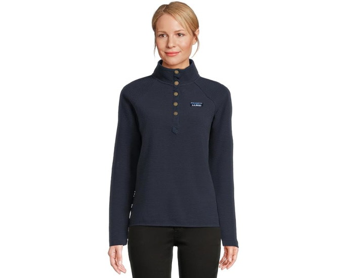 L.L.Bean Свитер Lakewashed Ottoman Knit с кнопками на воротнике