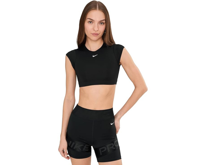 Кроп топ Nike Swim Solid с принтом Swoosh и полной подкладкой