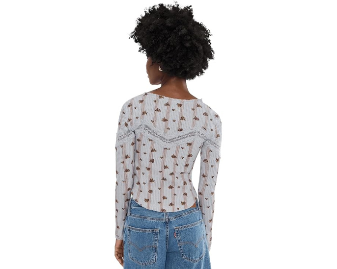 Кардиган Let's Party Cardi-Print с кружевной отделкой и квадратным вырезом Free People