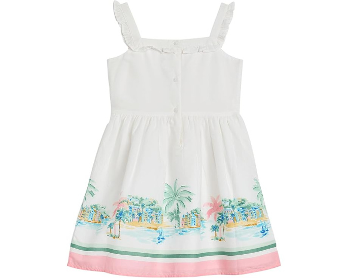 Платье Border Print Dress с рюшами и квадратным вырезом