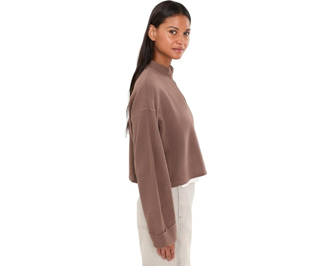 Пуловер Free People We The Free Celeste с четвертью молнии черный