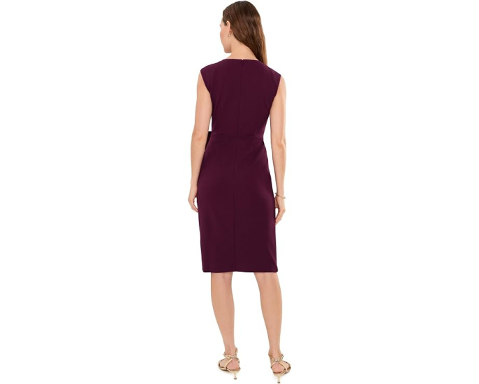 Adrianna Papell платье короткое V-Neck Crepe с бантом и боковым разрезом