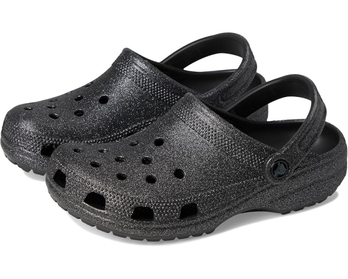 Кроксы Classic Clog с блестками и регулируемым ремешком