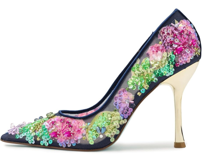 Блестящие туфли Blue by Betsey Johnson Netta с цветочным декором и острым носом