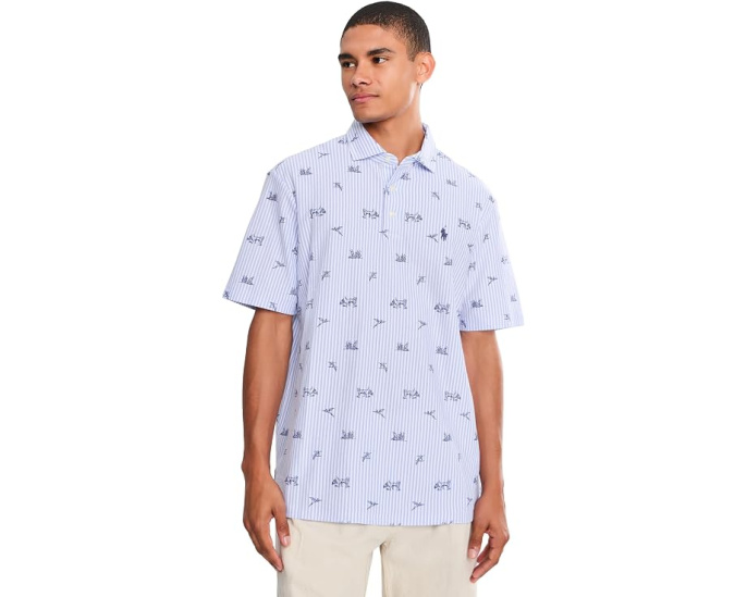 Поло с принтом из сетчатого трикотажа Polo Ralph Lauren
