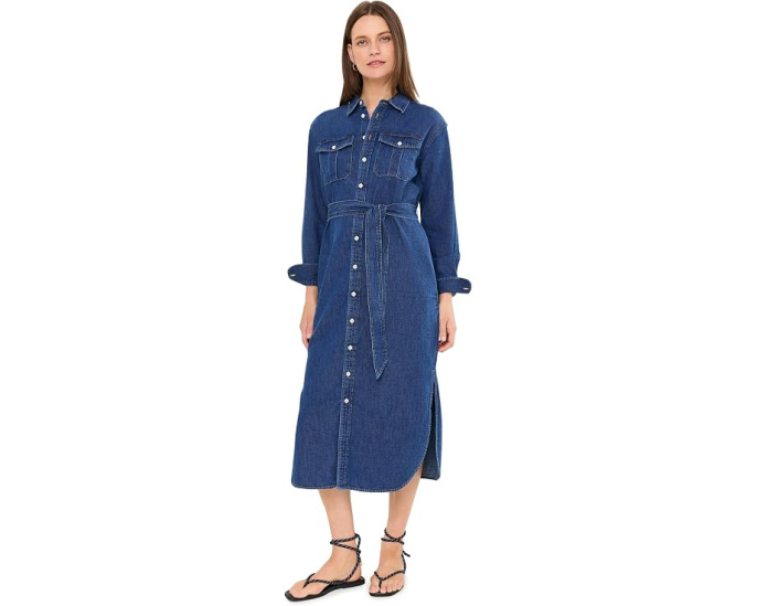 Джинсовое платье-рубашка Belted Denim Midi Lauren Ralph Lauren
