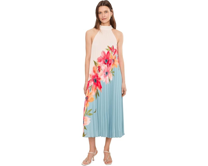 Платье Adrianna Papell Floral Pleated Chiffon с цветочным принтом