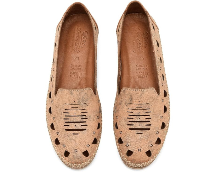 Лоферы Anoura из натуральной кожи с металлическим блеском и перфорацией Spring Step
