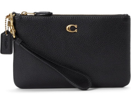 Маленький кошелек на запястье COACH Polished Pebble из кожи