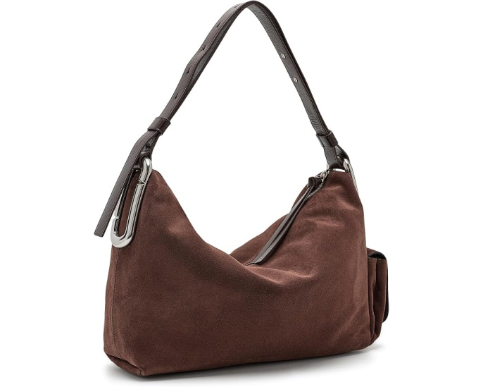 Scene Large Shoulder Bag In Suede