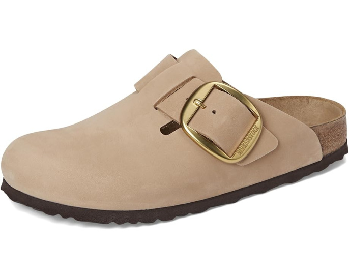 Клоги Birkenstock Boston Big Buckle из нубука с пробковой стелькой