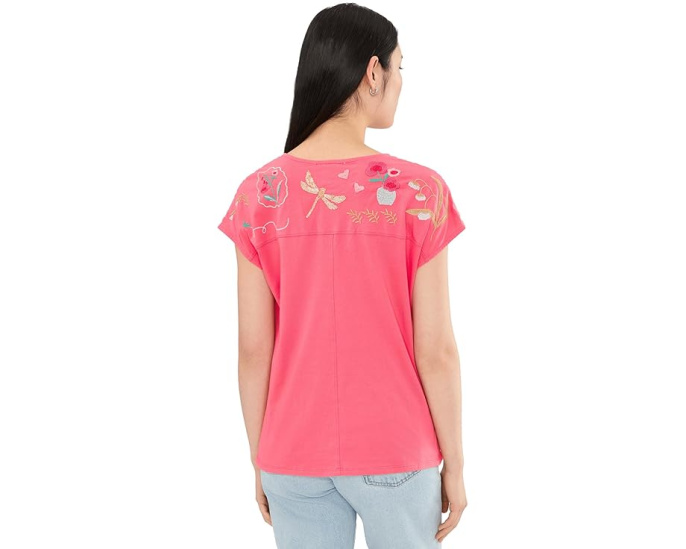 Футболка Slit Front Tee Fleur с разрезом Johnny Was